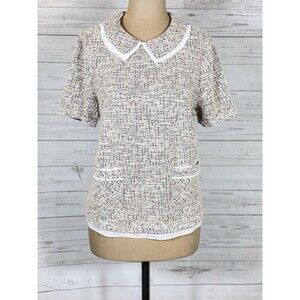 Anthropologie Postmark Tweed Thornburgh Short Sleeve Collared Top Women’s Size M